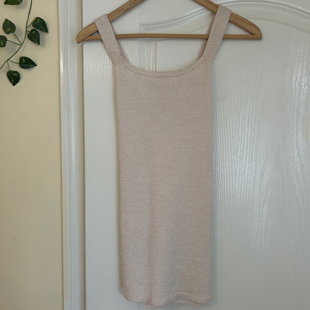Massimo Dutti criss cross Cream Knit Tank Top